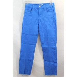 L'Agence Womens Sada Cropped Slim High Rise Jeans size 24 Blue Denim Raw Hem